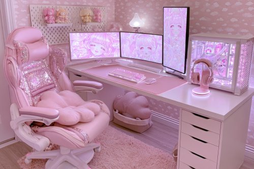 15 Pink Gaming Room Styles With Bold Color and Smart Design