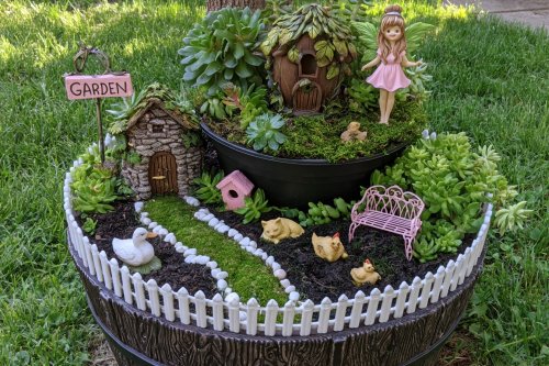 Build a Layered Fairy Garden With Succulents and Miniatures