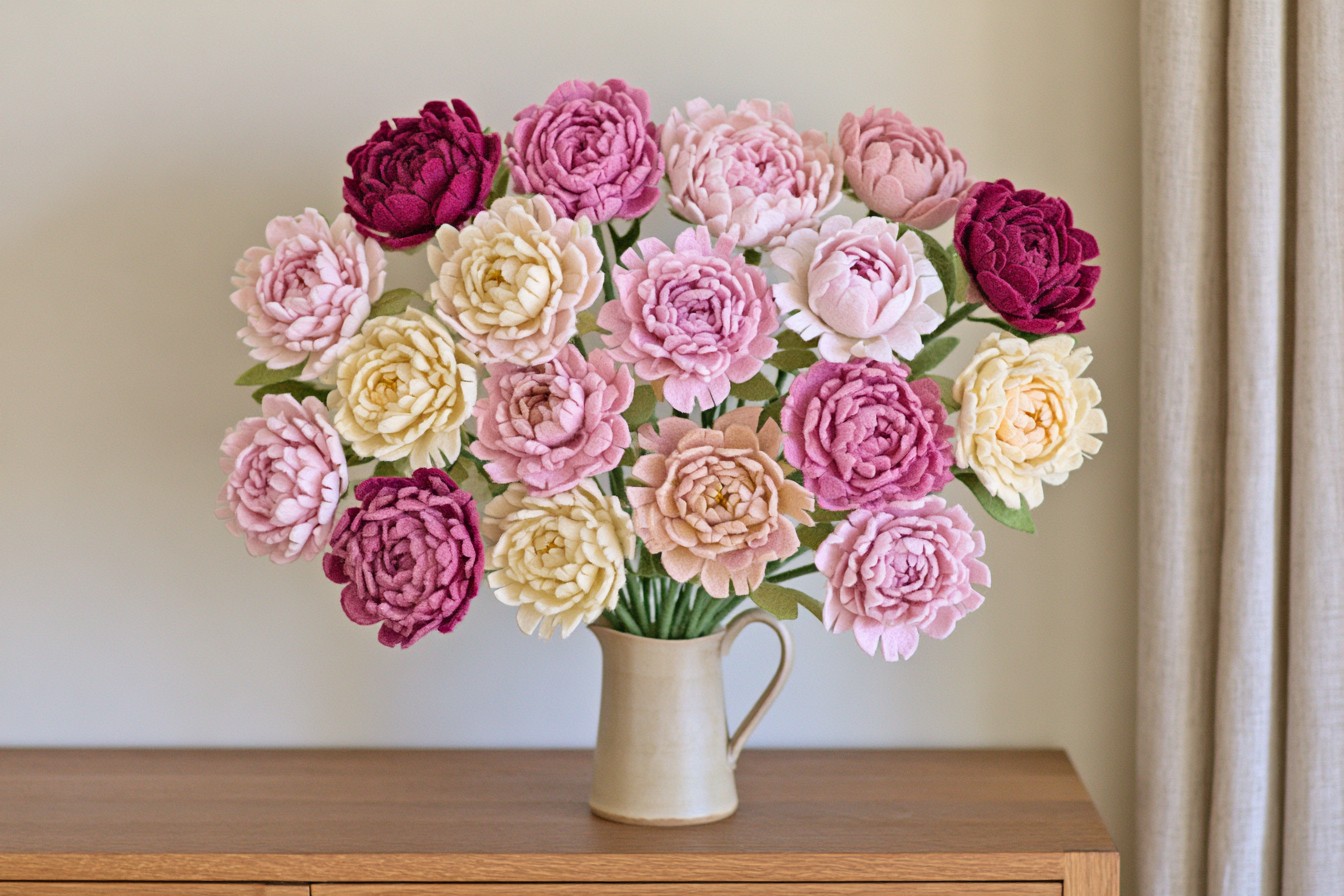 1. Create an Ombre Felt Peony Bouquet