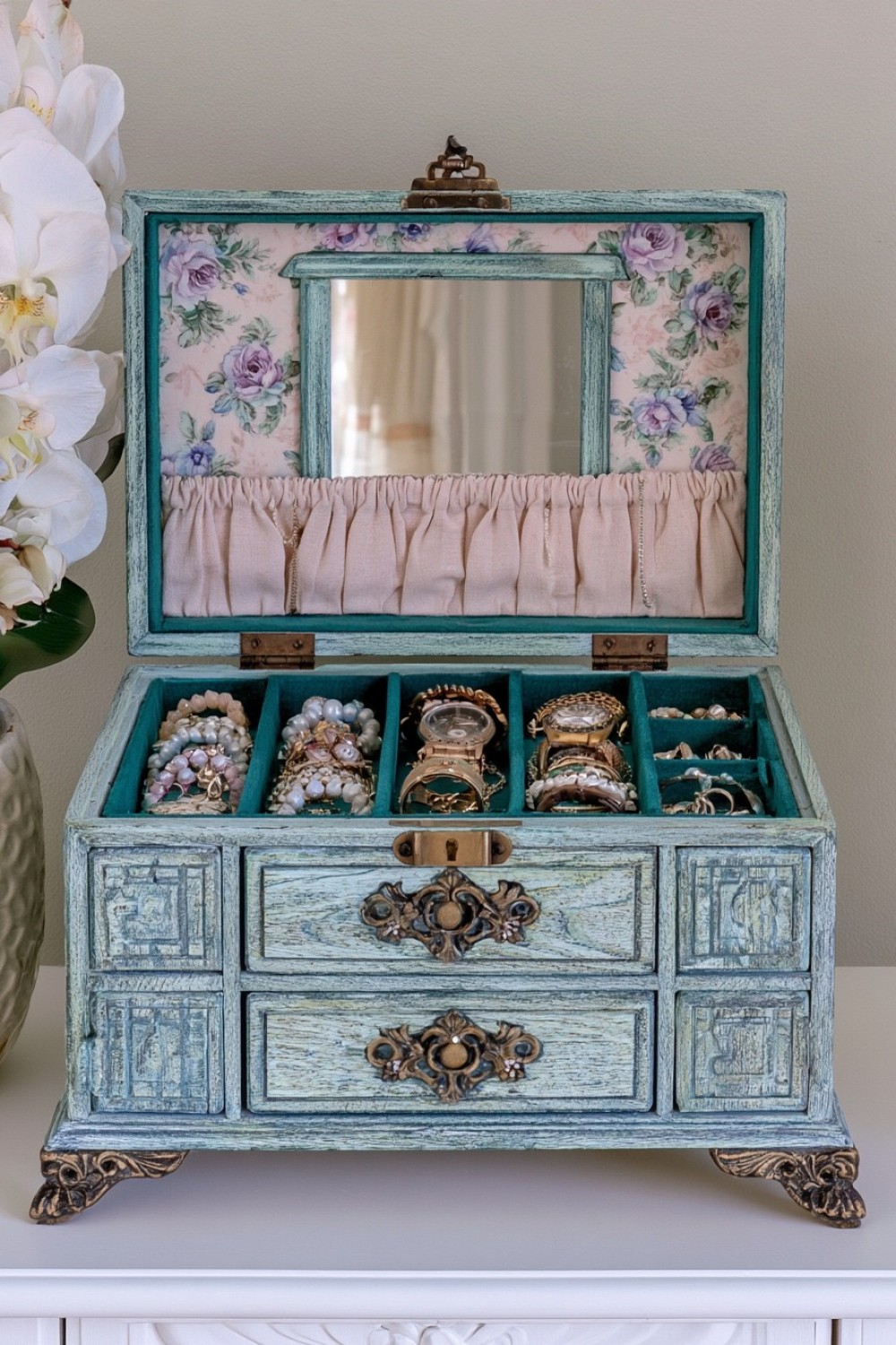 9. Turn A Vintage Cutlery Box Into A Jewelry Case
