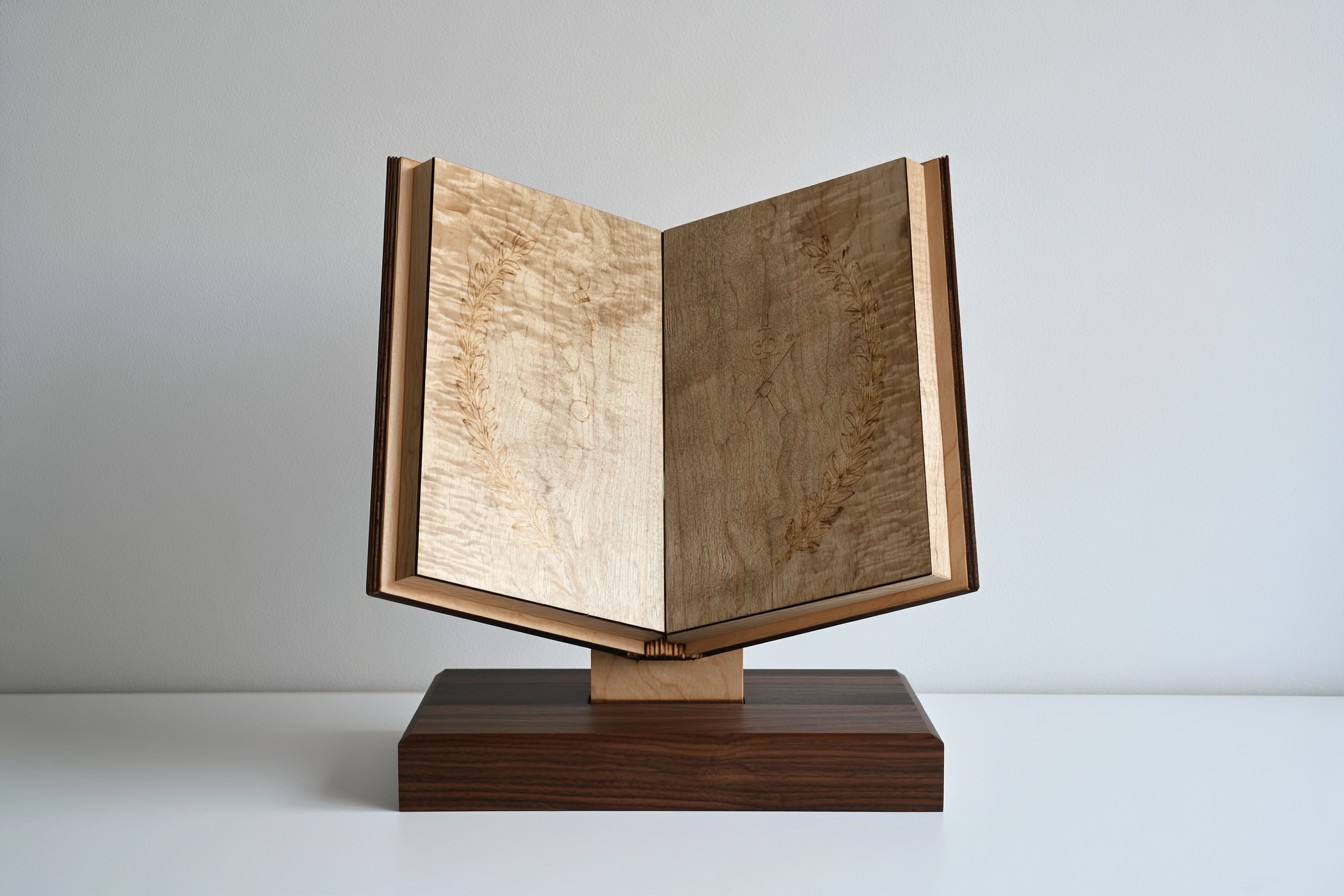 4. Open Book Wooden Achievement Award