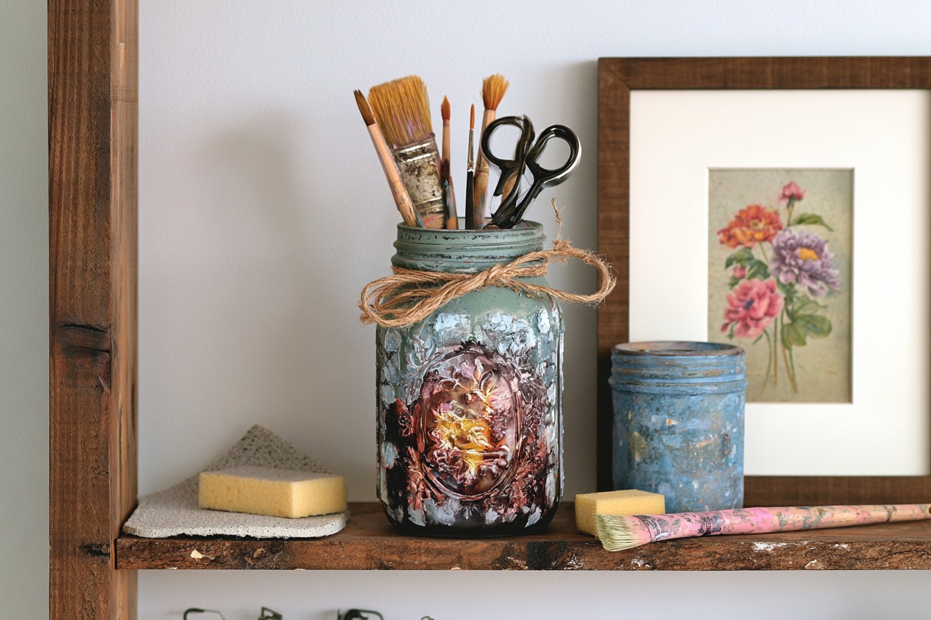 5. Vintage Distressed Painted Jar
