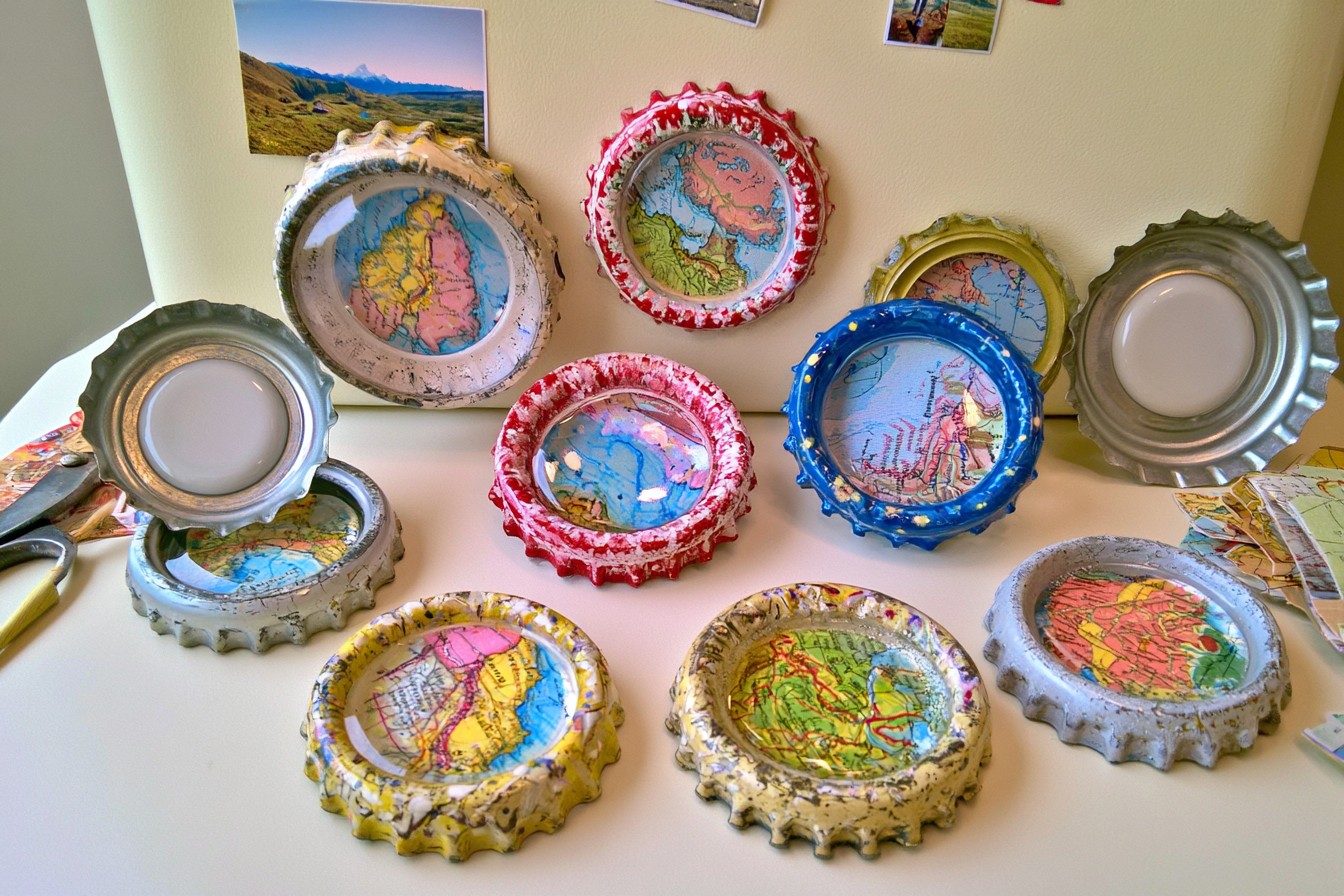 3. Vintage Map Travel Magnets