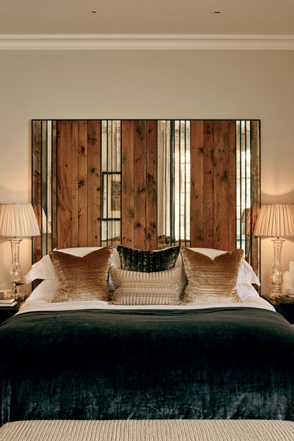 5. Wood And Mirror Combination Headboard
