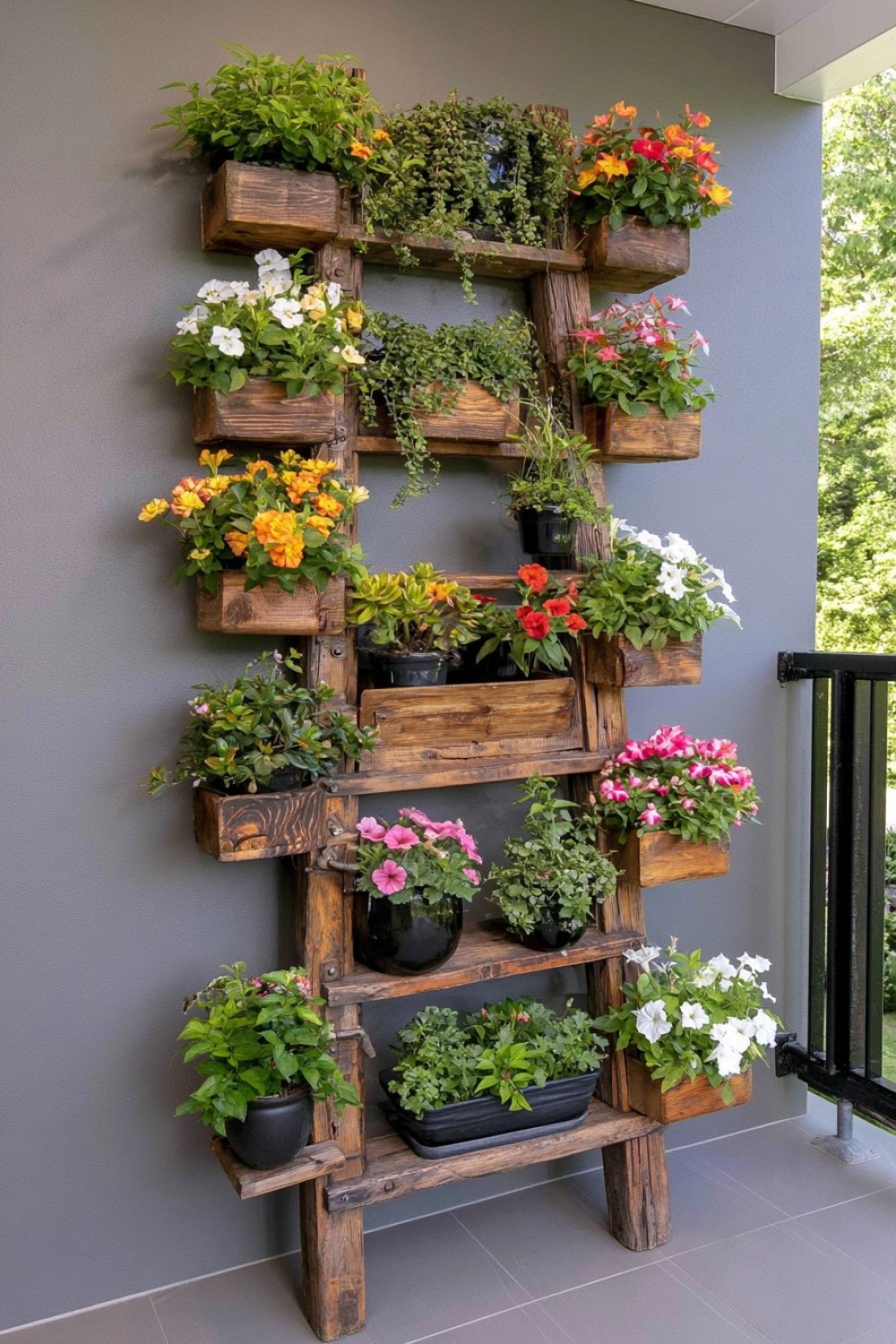16. Transform A Wooden Ladder Into A Planter