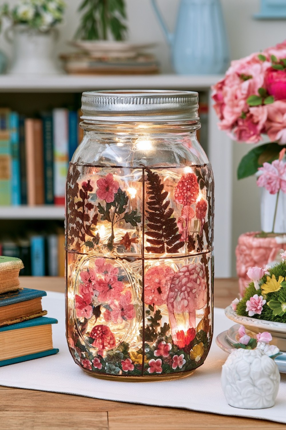 15. Vintage Paper Silhouette Mason Jar Light