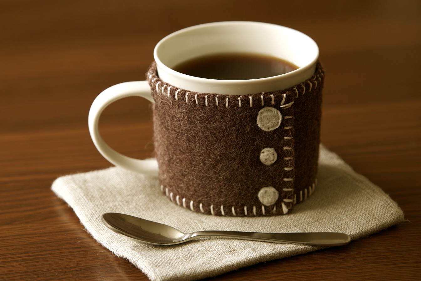 11. Decorative Felt Mug Sleeve and Spoon Set