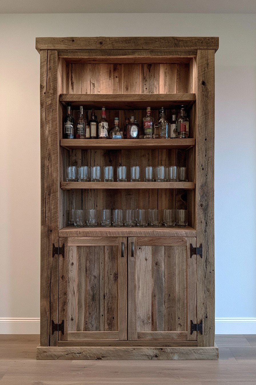 2. Build A Rustic Reclaimed Wood Liquor Cabinet