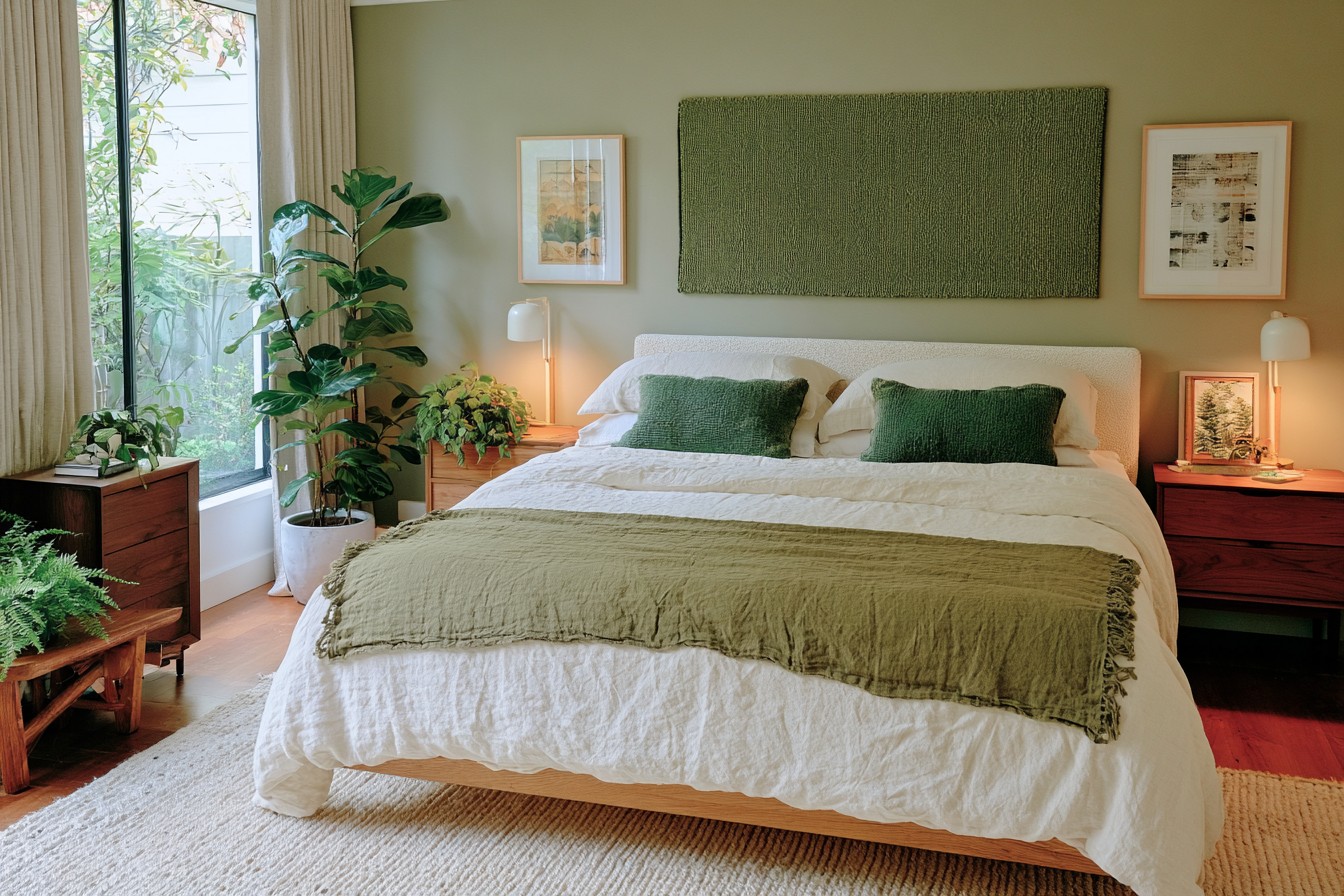 Small group of manageable plants arranged in a calm bedroom
