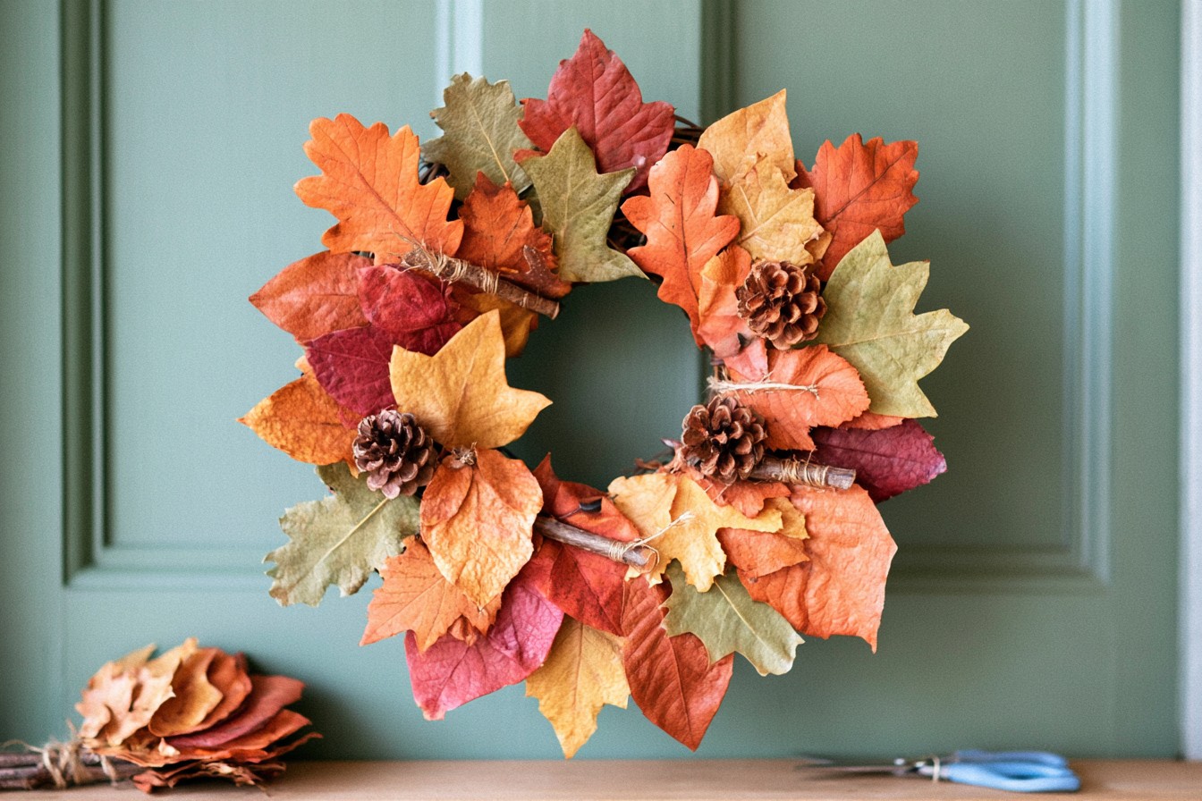 4. Assemble a Seasonal Leaf Door Wreath