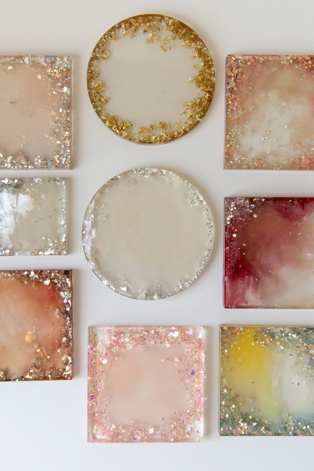 12. Glitter Edge Resin Coasters