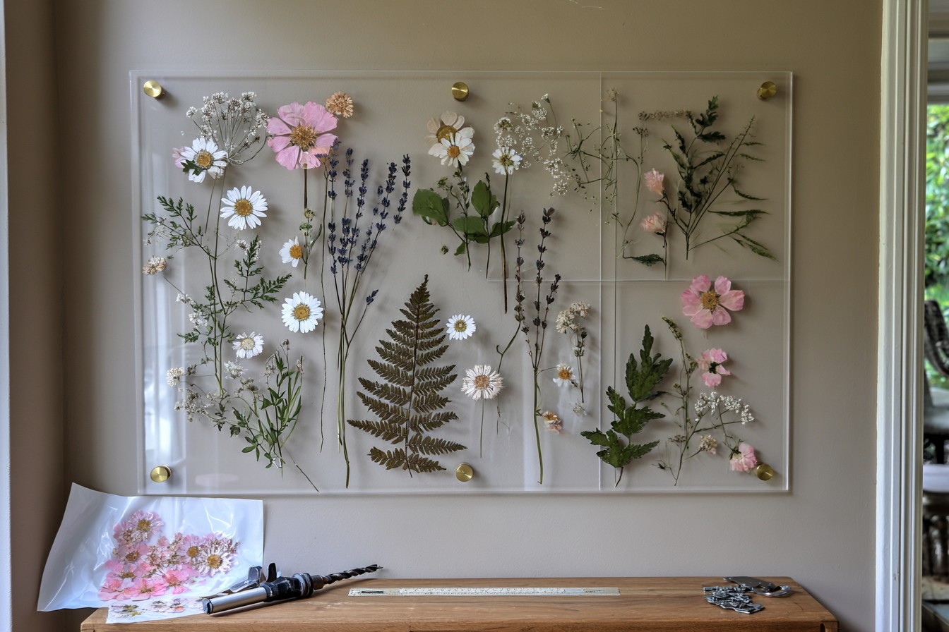 1. Pressed Flower Acrylic Wall Panel