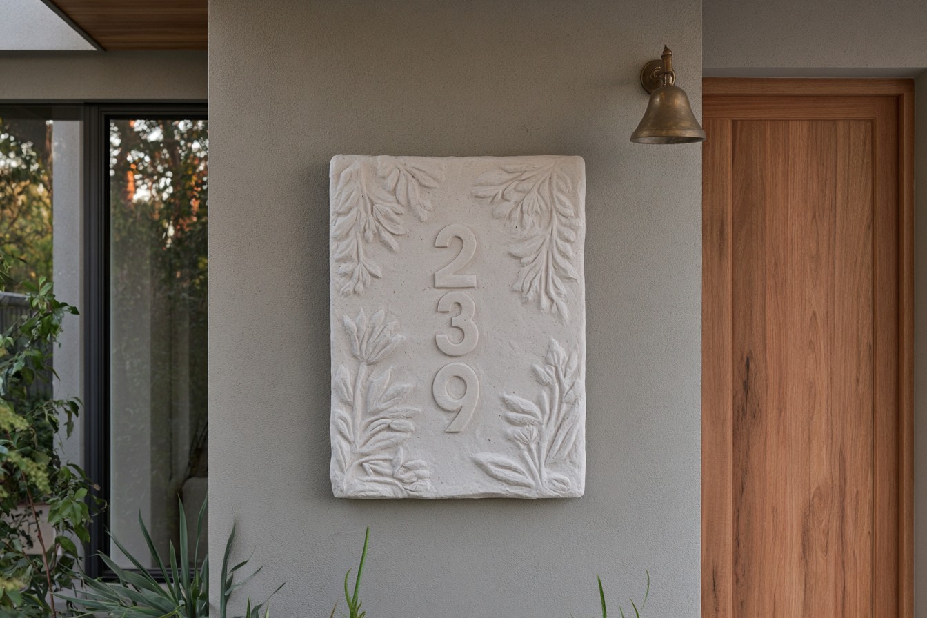 11. Outdoor Carved House Number Plaque