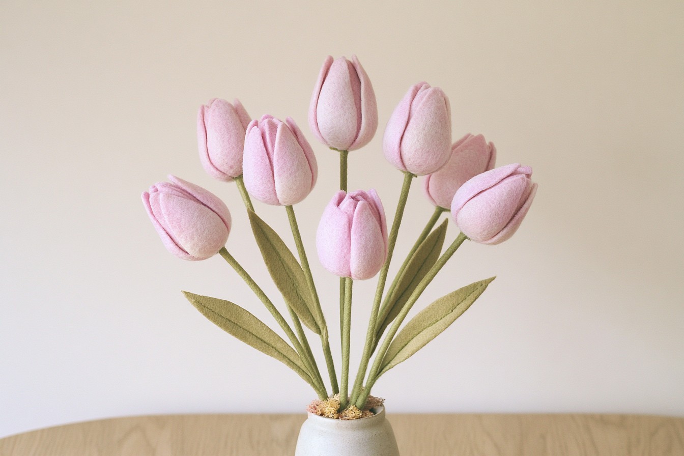 5. Arrange Minimalist Felt Tulips in a Vase