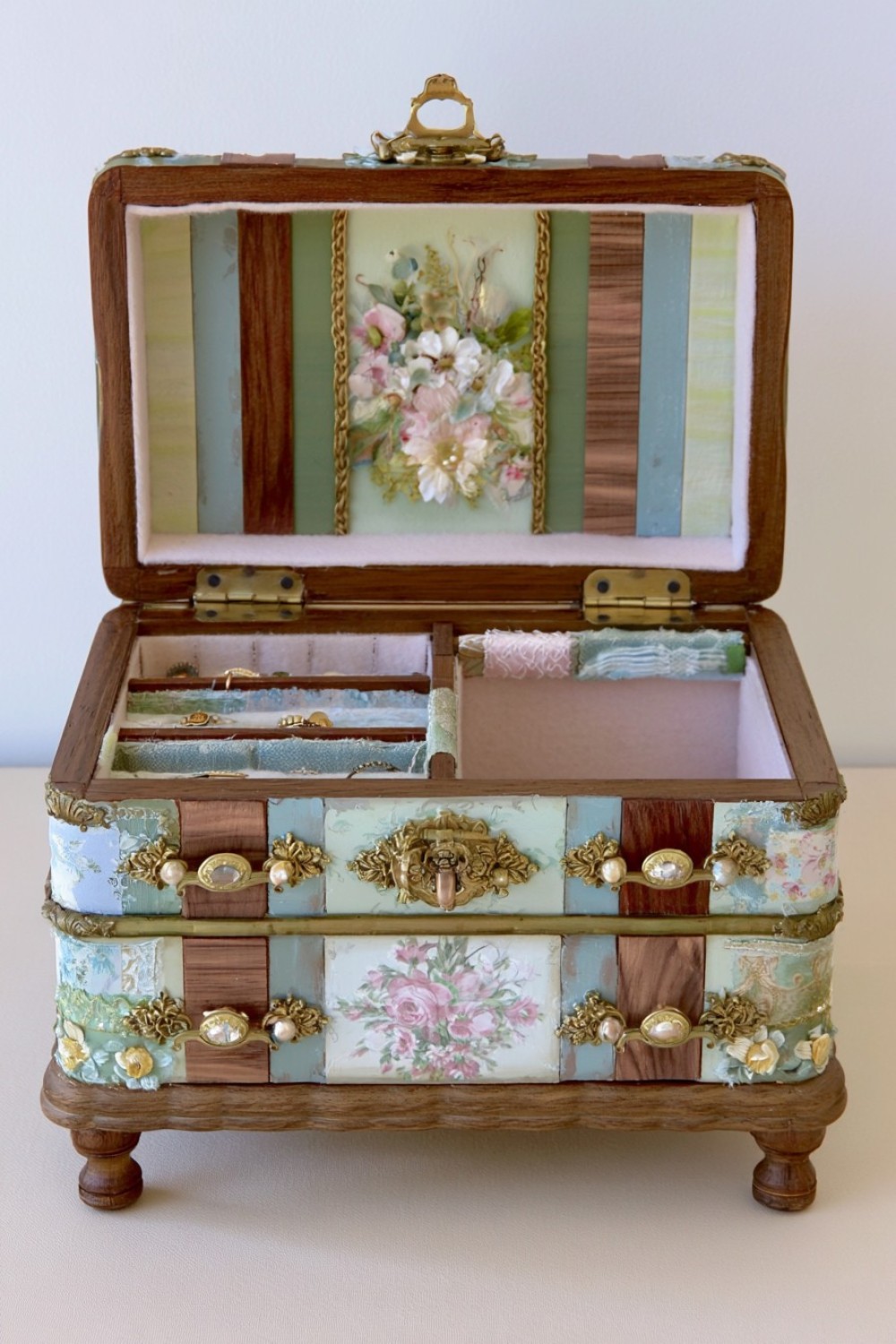 14. Transform A Wooden Keepsake Box With Mixed Materials