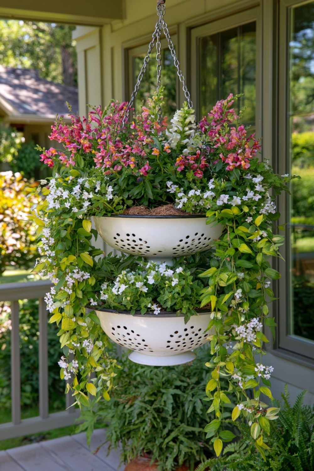 11. Turn A Colander Into A Hanging Planter