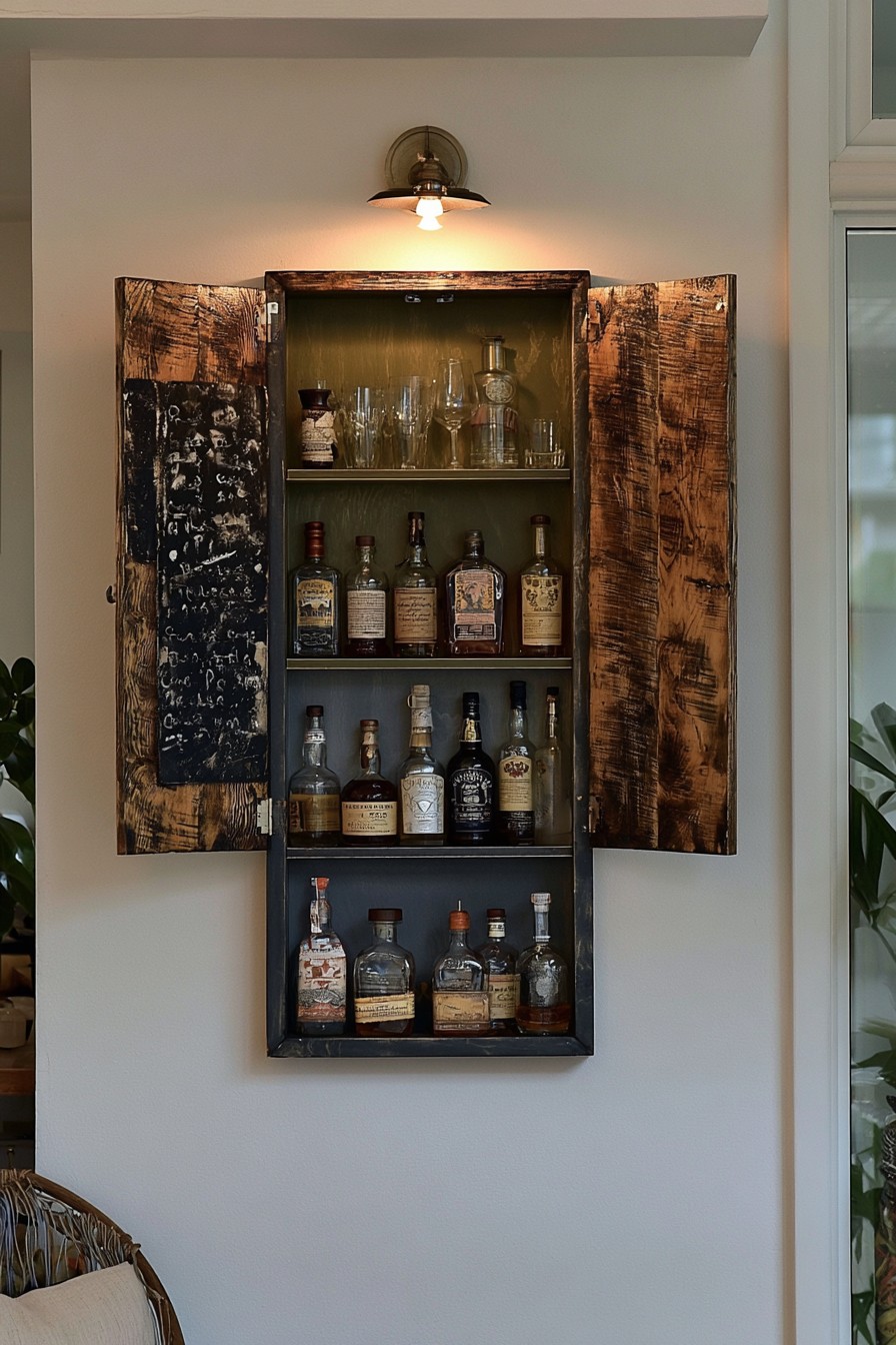 3. Create A Compact Wall Mounted Liquor Cabinet