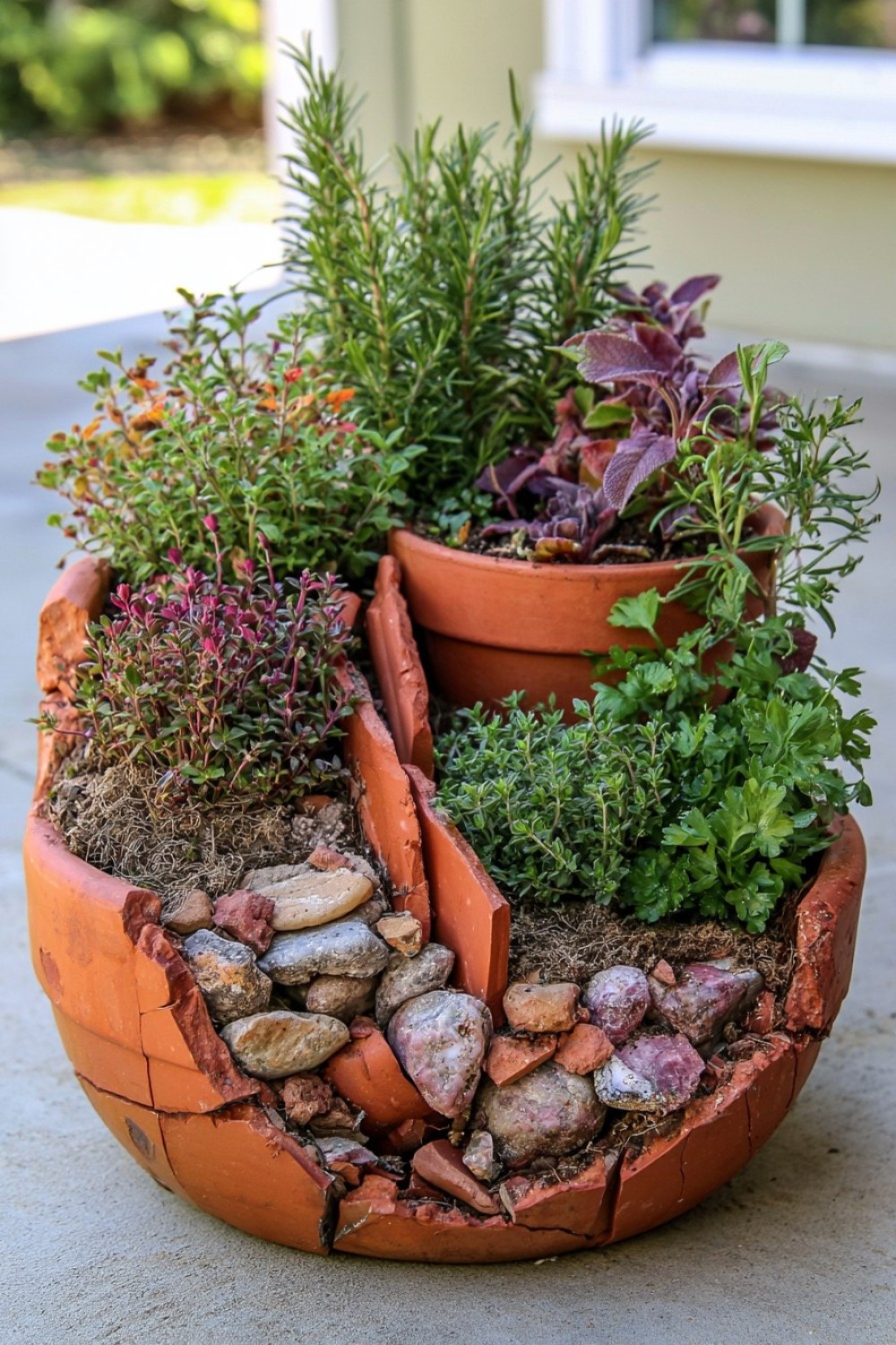 3. Build A Broken Pot Herb Planter