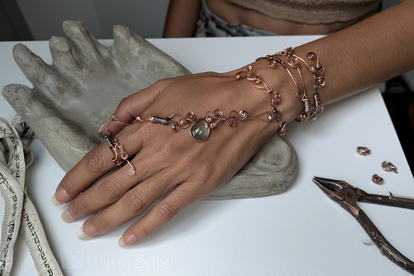 11. Gemstone Copper Hand Chain