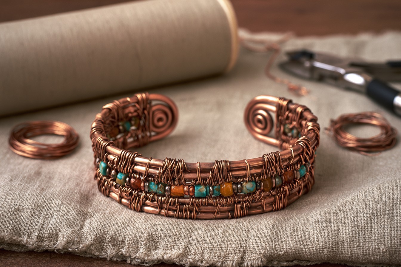 4. Woven Copper Cuff Bracelet