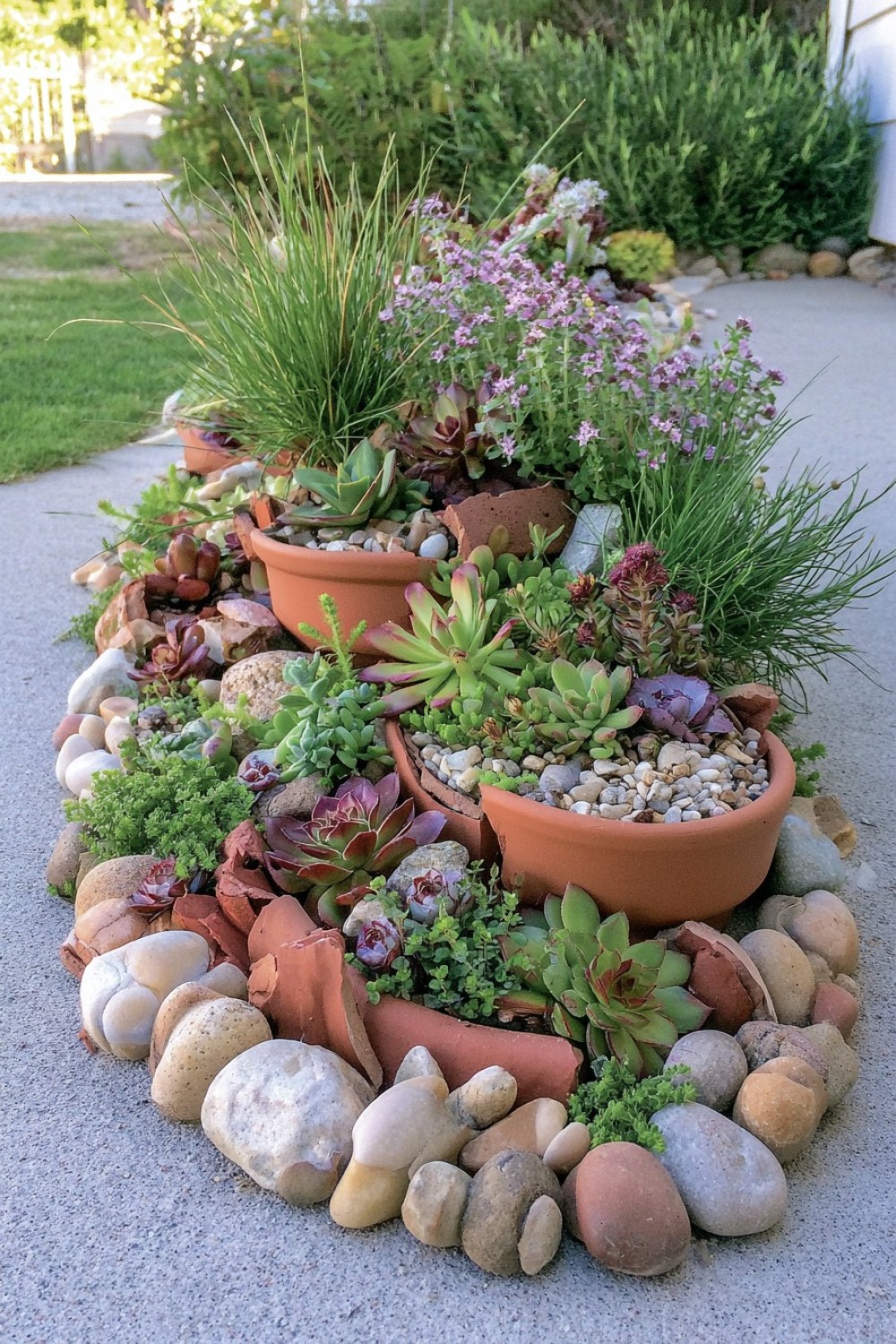 8. Build A Rock Garden With Broken Pots
