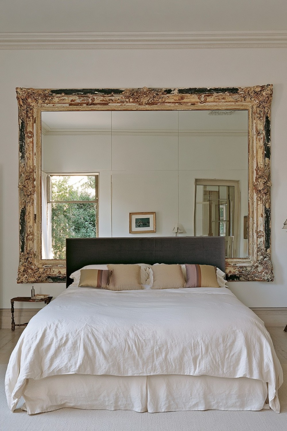 12. Decorative Molded Frame Mirror Headboard