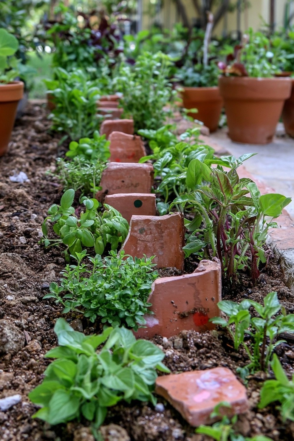6. Use Pot Fragments As Plant Markers