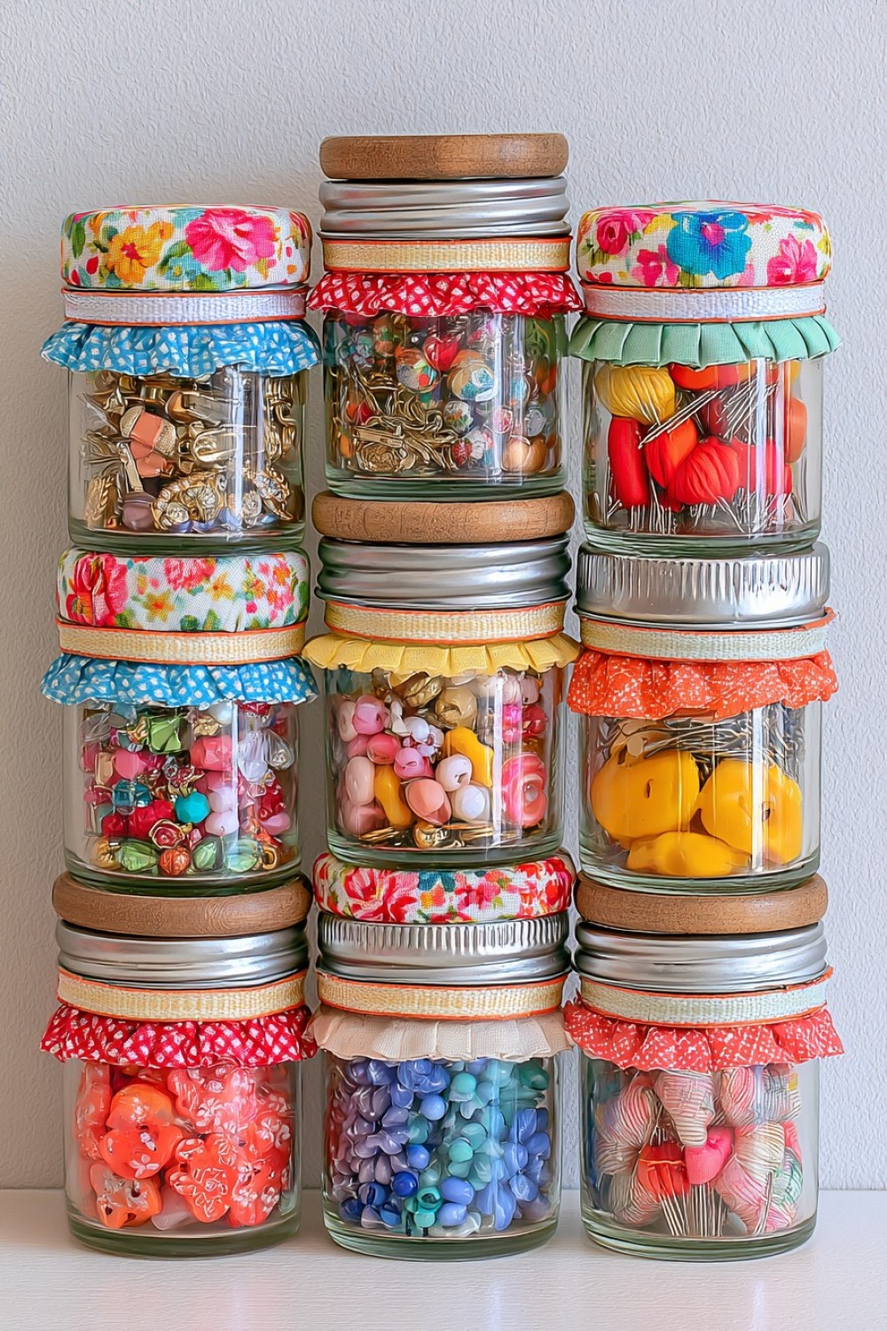 8. Fabric Topped Mini Keepsake Jars