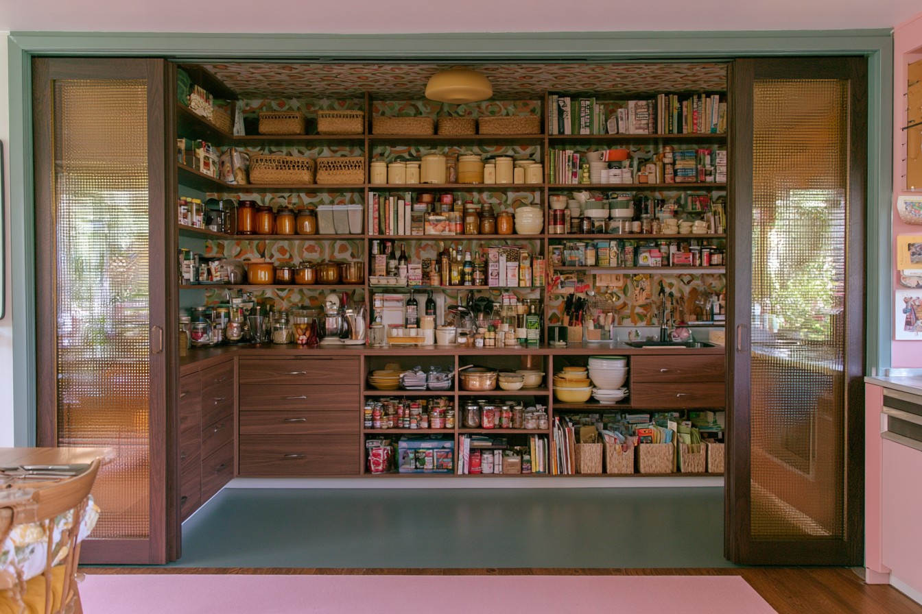 Kitchen pantry finished with organized retro character