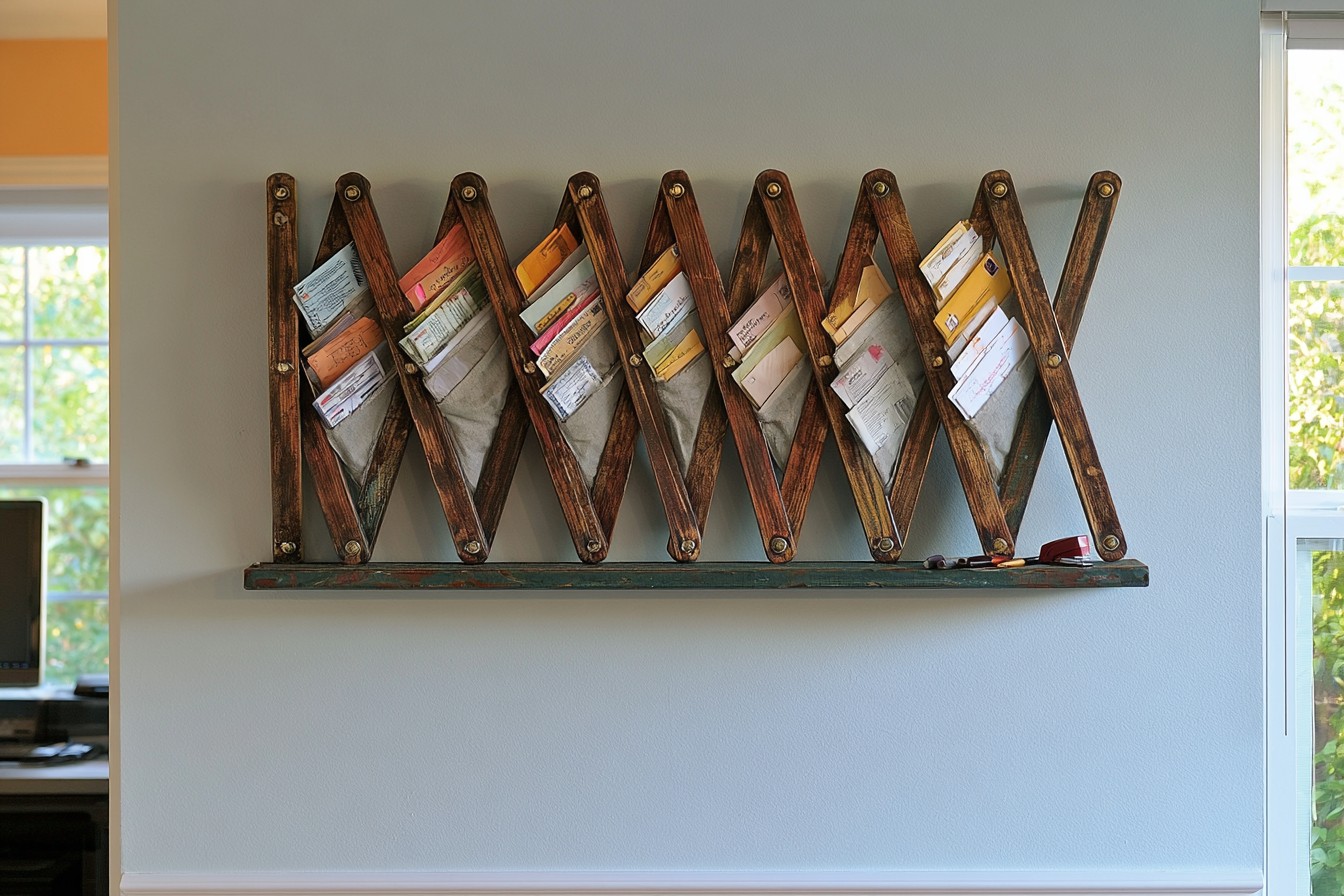 6. Turn An Accordion Rack Into A Mail Sorter