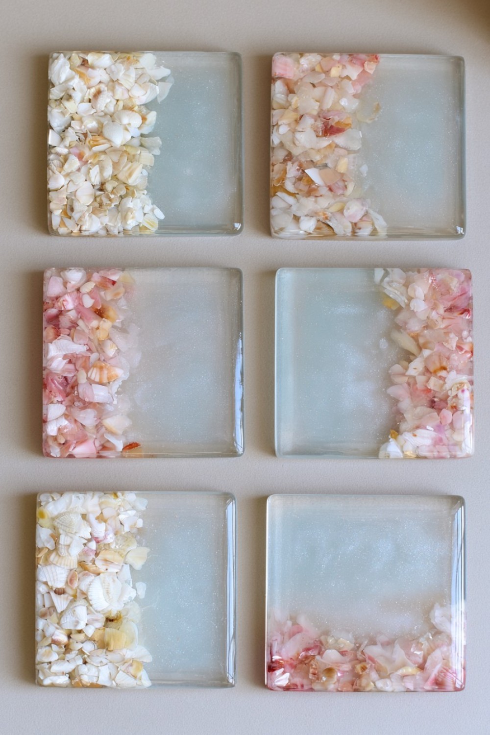 9. Crushed Shell Resin Coasters