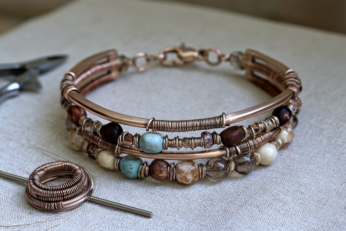 8. Layered Bracelet with Coiled Copper Beads