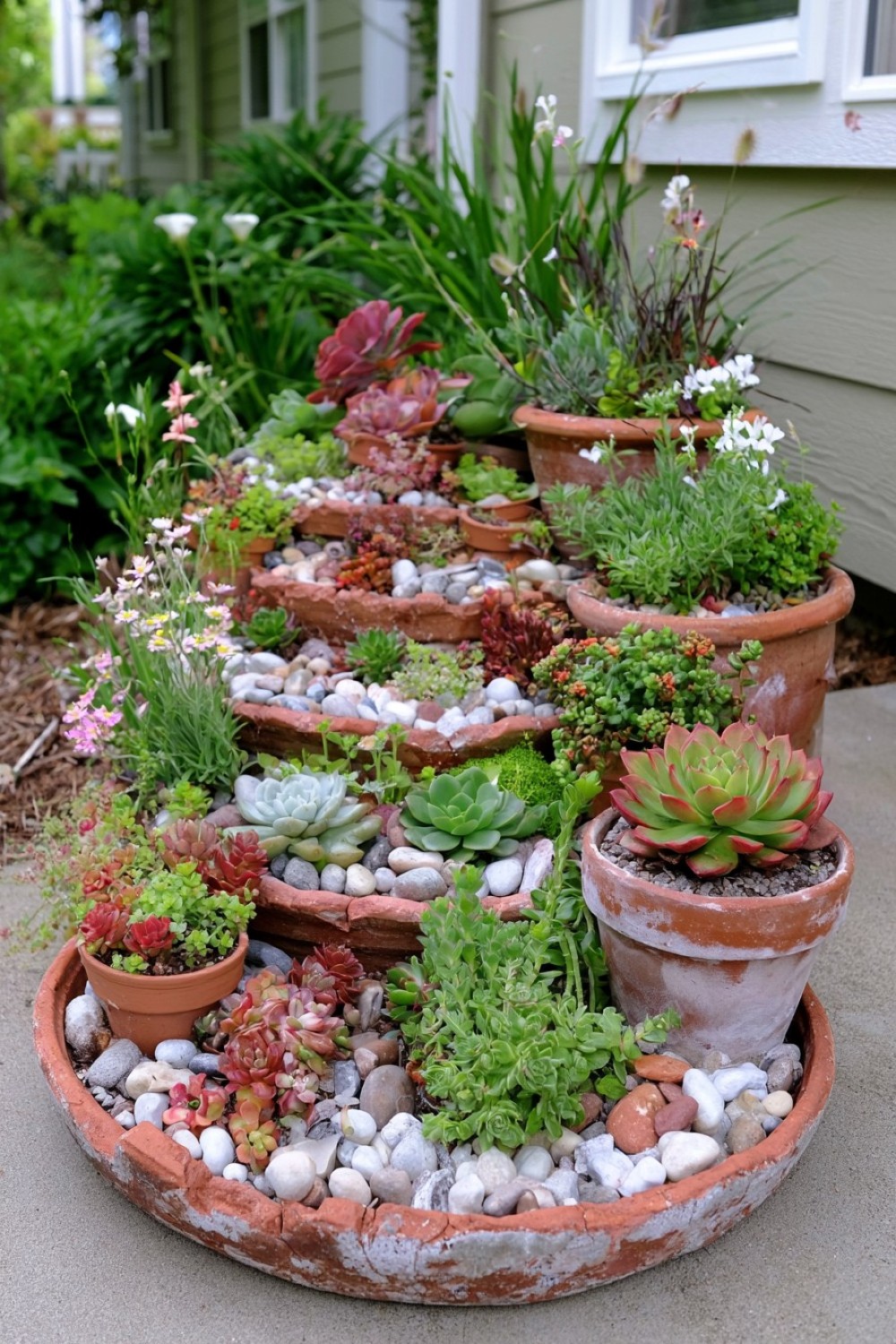 19 Create A Mixed Broken Pot Garden Display