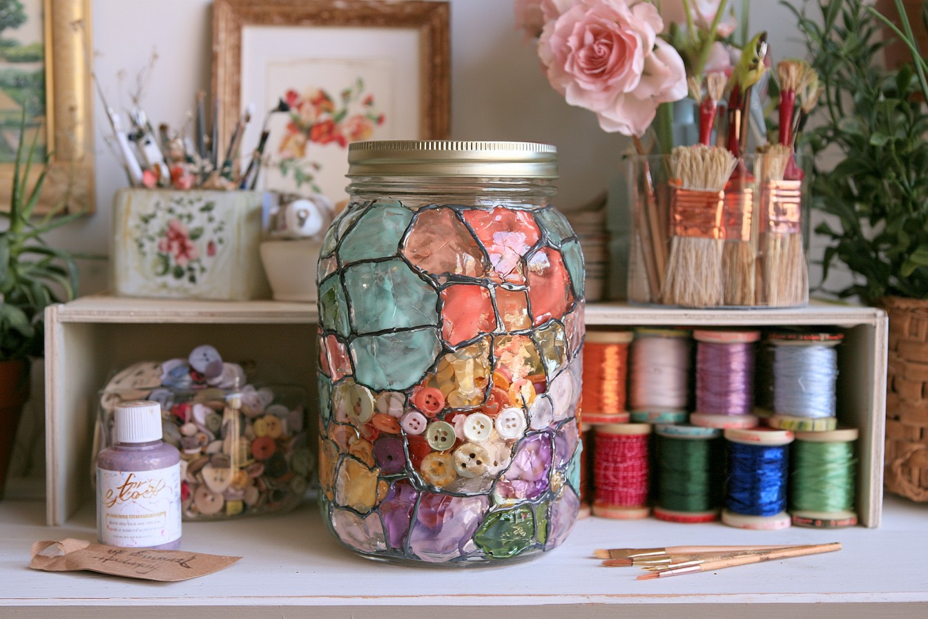 10. Colorful Faux Mosaic Jar