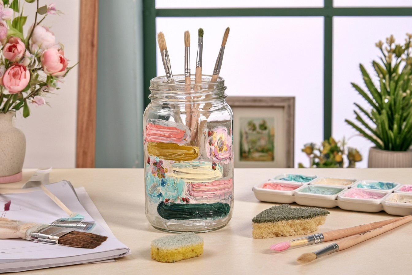 9. Colorful Abstract Brushstroke Jar