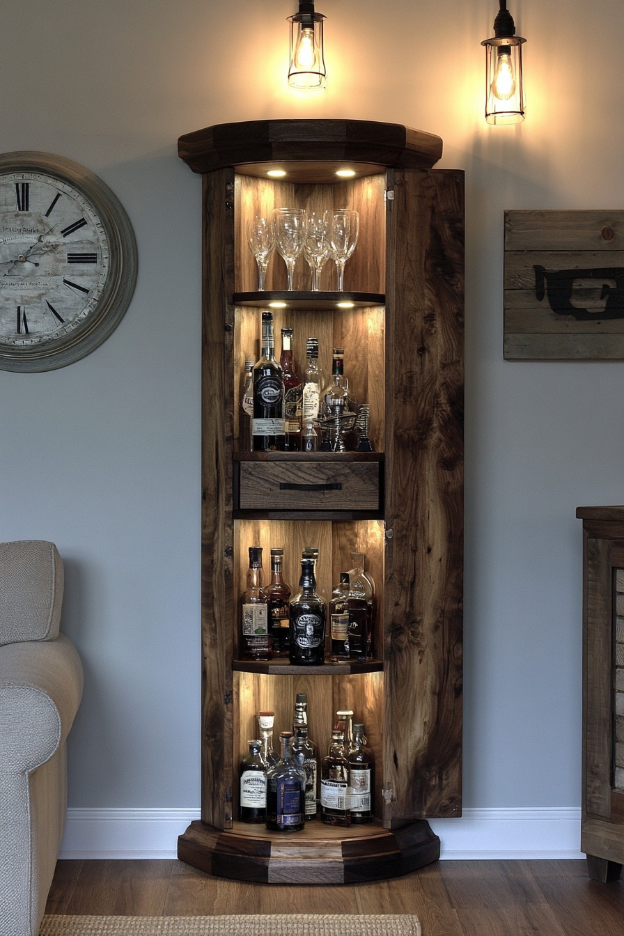 12. Make A Narrow Vertical Liquor Cabinet