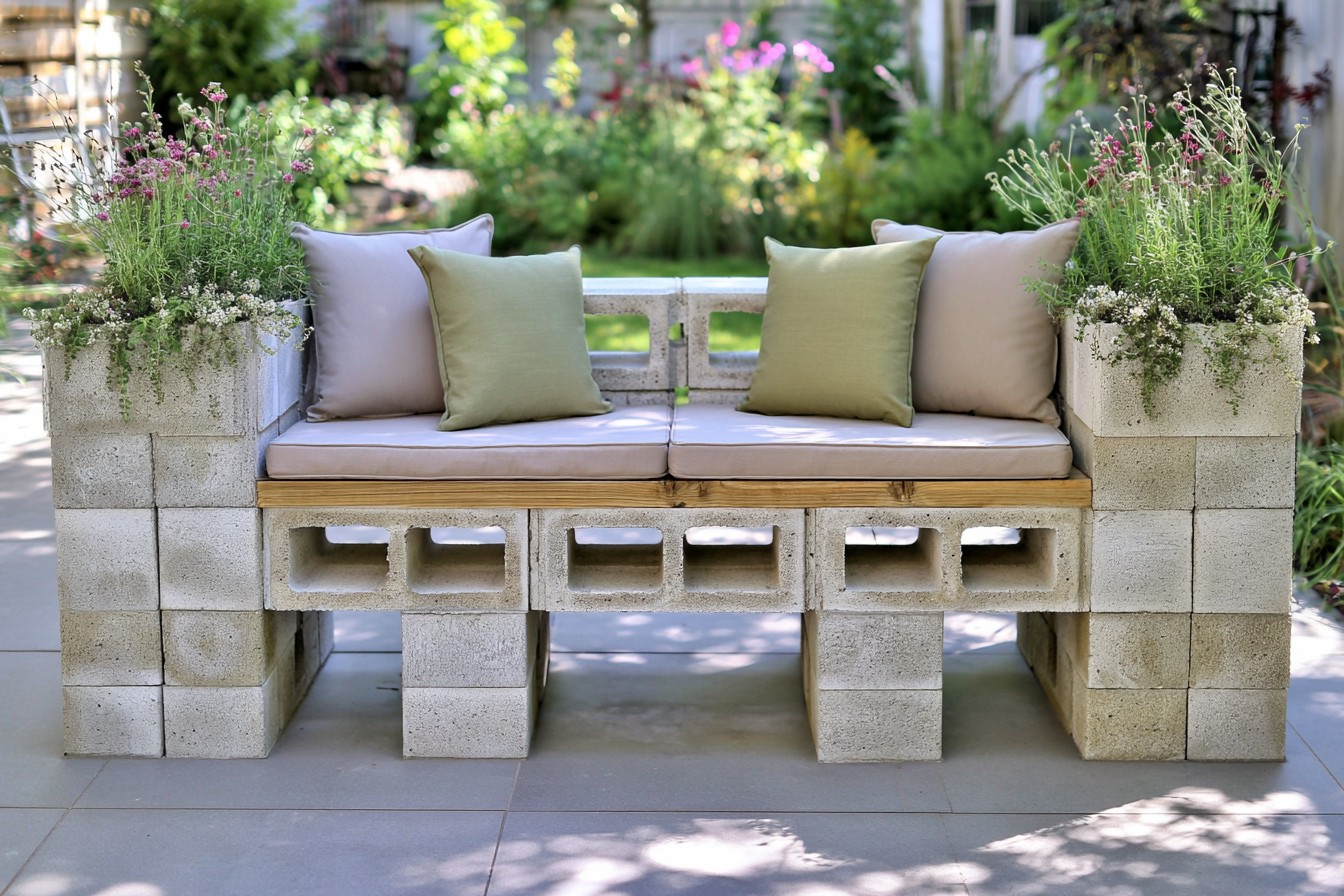 1. Build A Garden Bench With Planter Ends