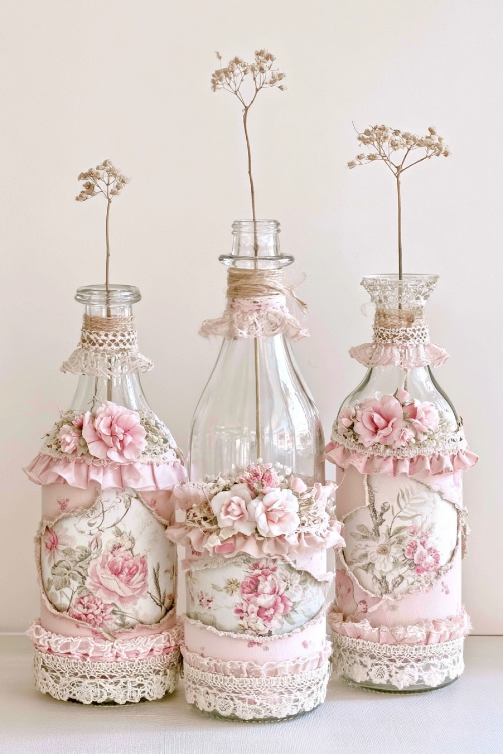 7. Decorative Decoupage Glass Bottles