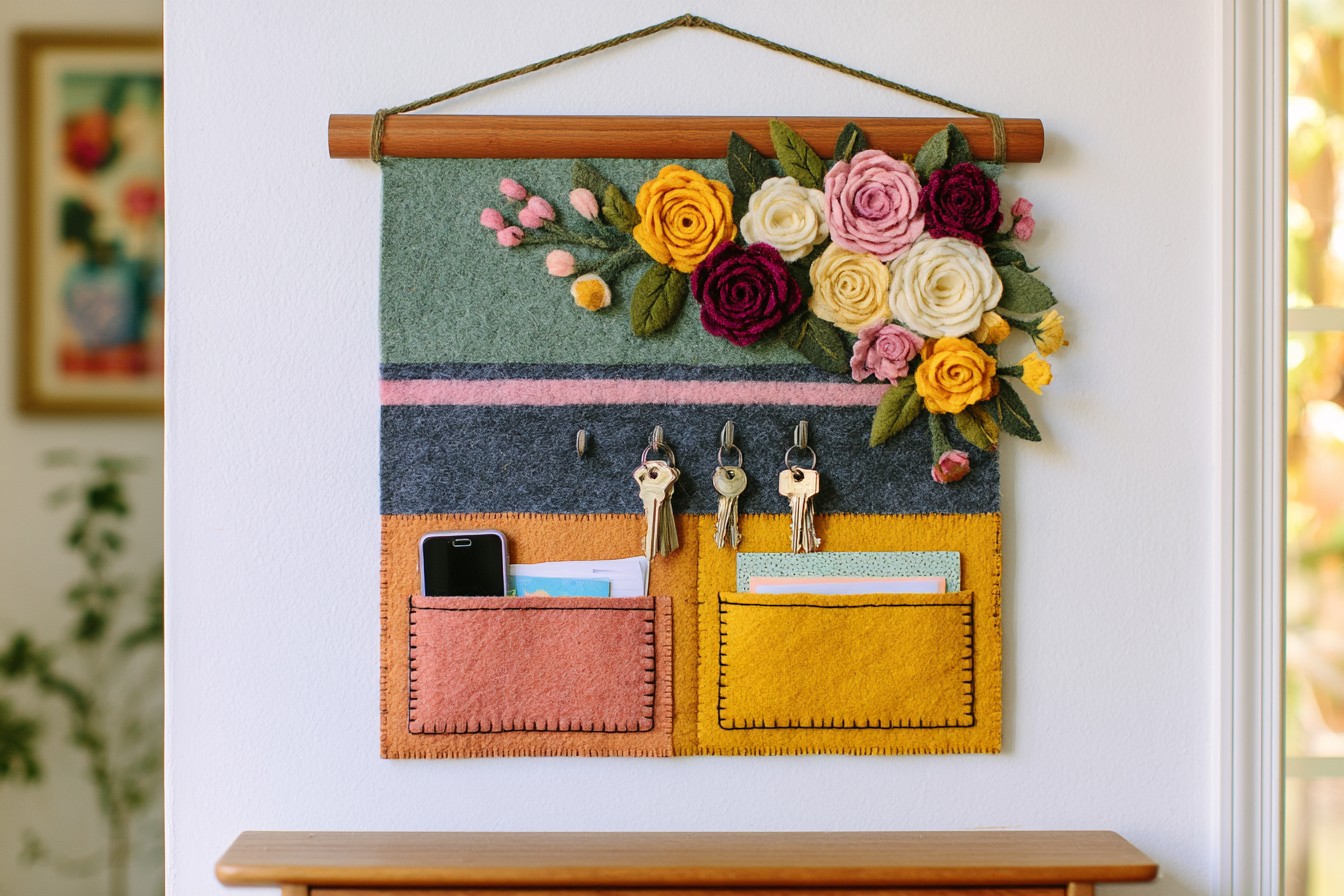 12. Build a Felt Flower Key and Wall Organizer