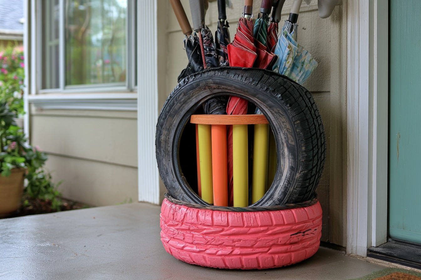 7. Organize Umbrellas Beside A Covered Door