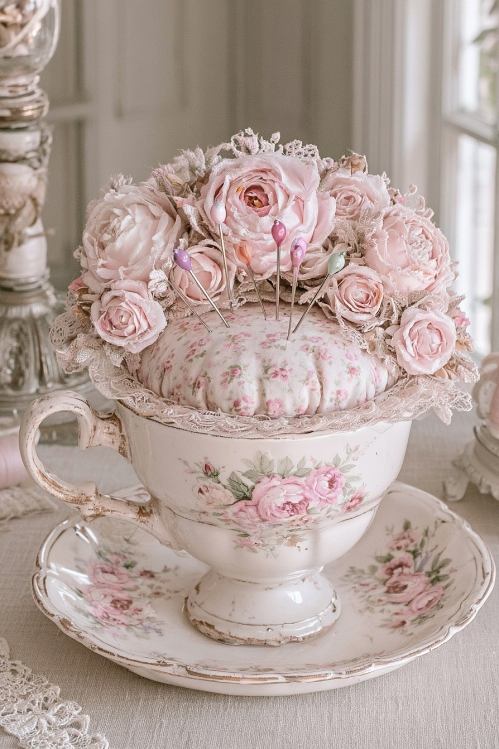 15. Vintage Teacup Pin Cushion