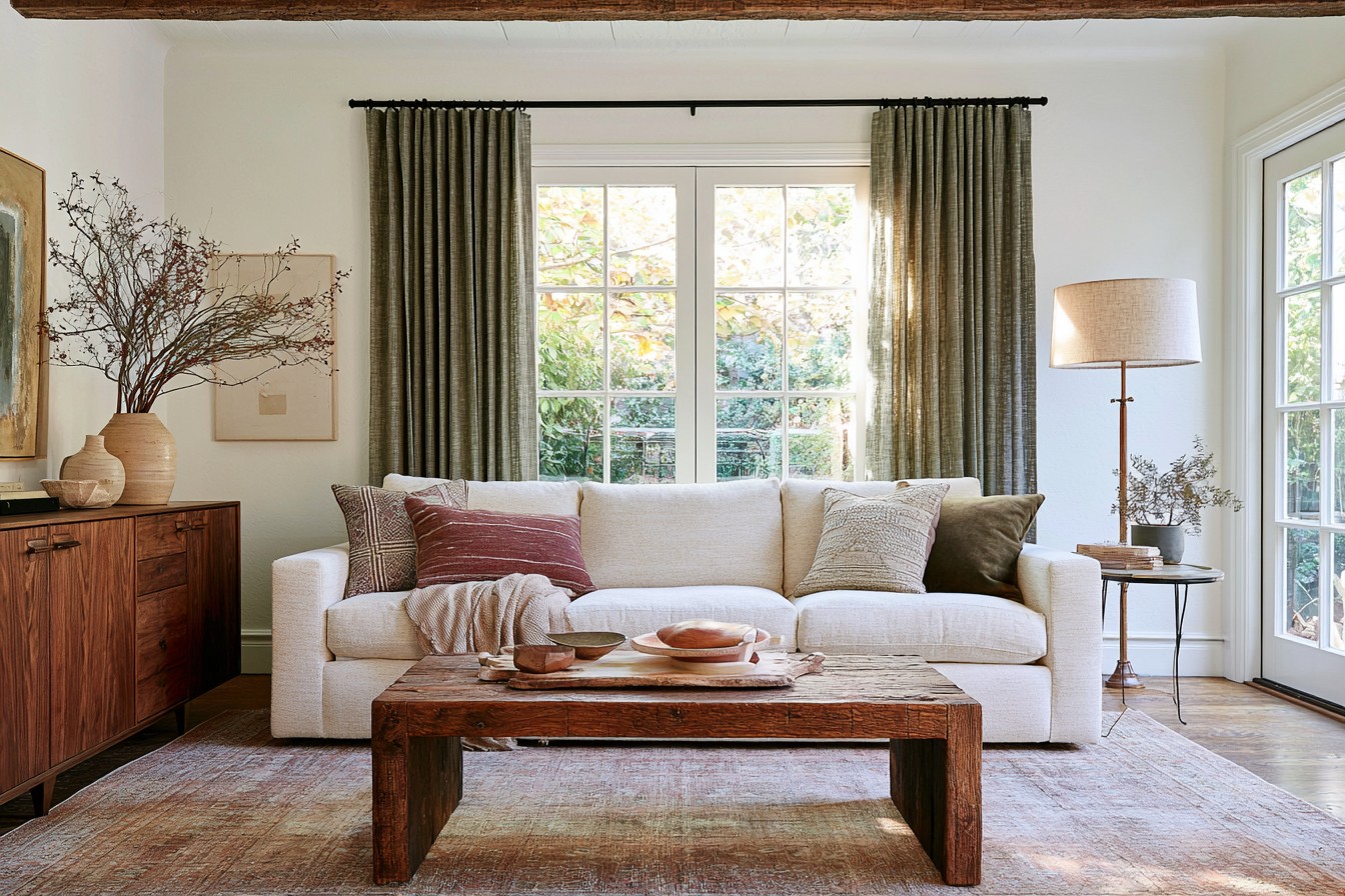 Familiar home accessories rearranged into a new seasonal composition