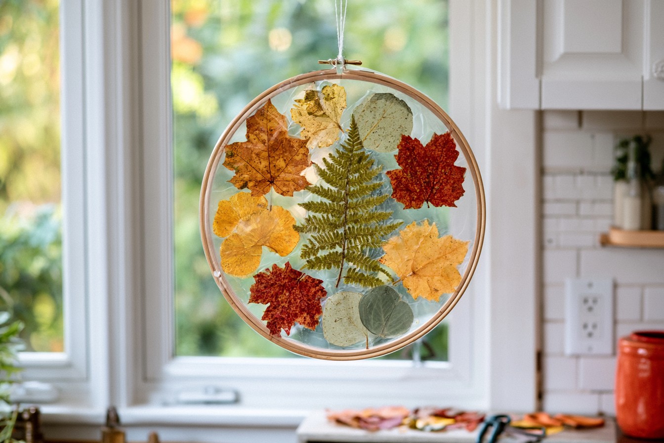 8. Build a Transparent Leaf Window Decoration