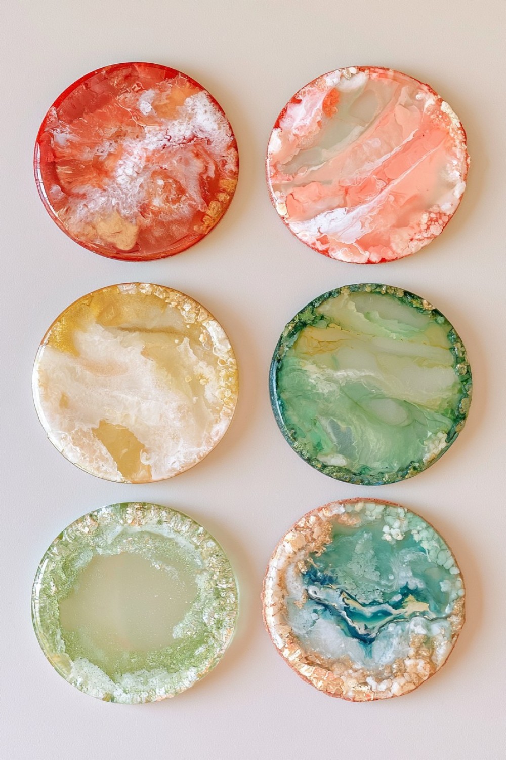 8. Abstract Color Swirl Resin Coasters