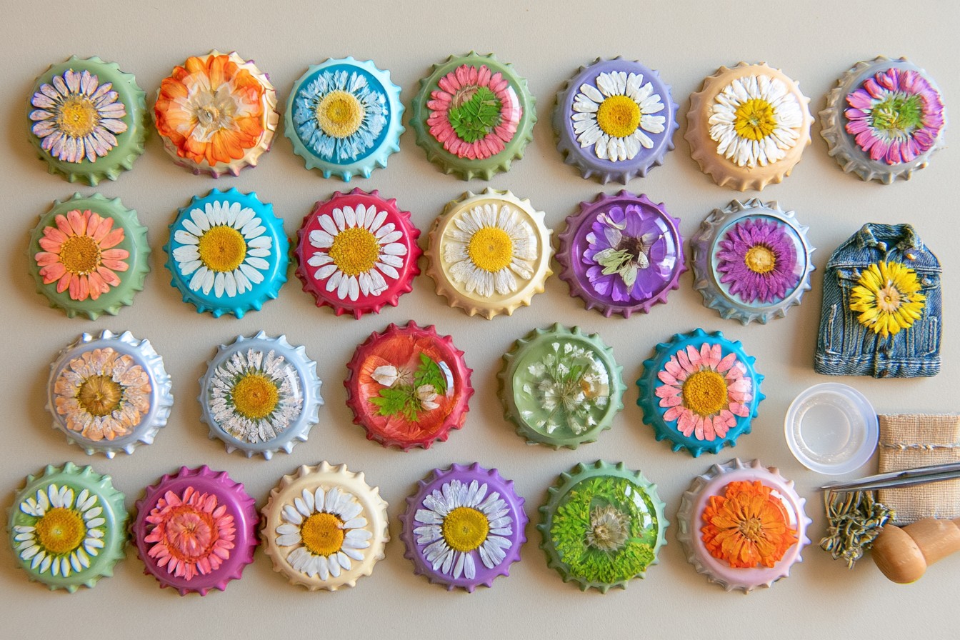 1. Botanical Resin Bottle Cap Pins