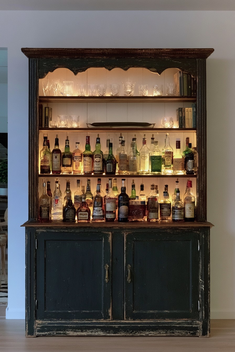 4. Repurpose A Vintage Bookcase Into A Home Bar
