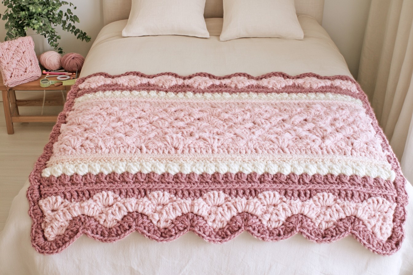 12. Crochet a Decorative Pink Bed Runner