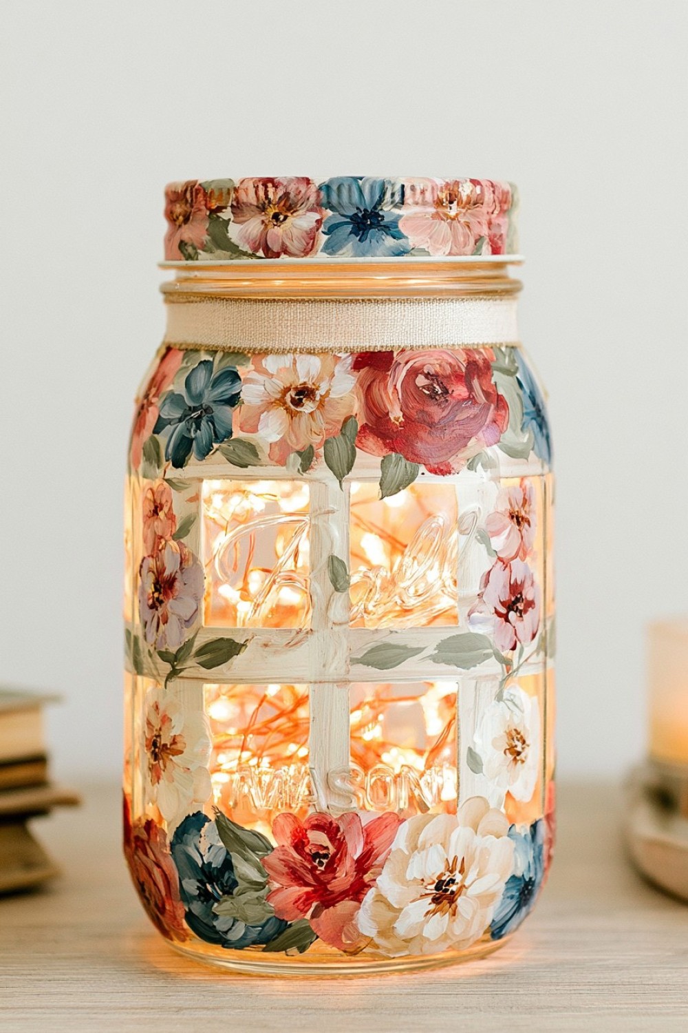 2. Painted Floral Mason Jar Light Ultra