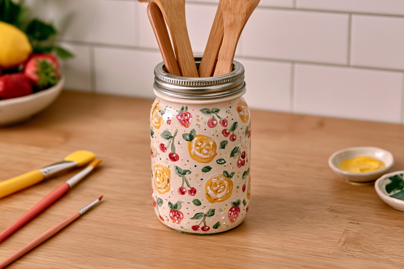 11. Fruit Patterned Kitchen Jar