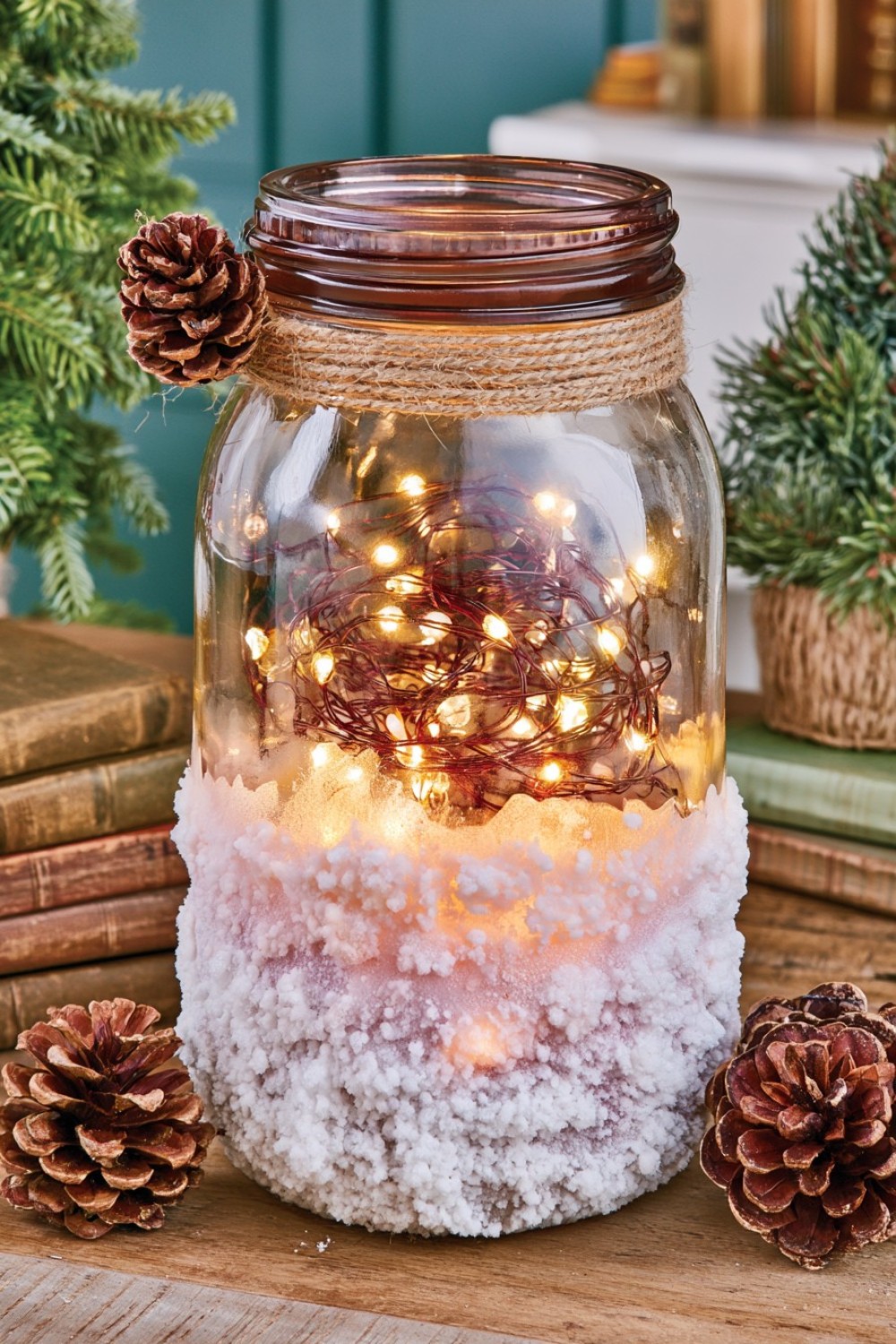 7. Snowy Winter Mason Jar Light